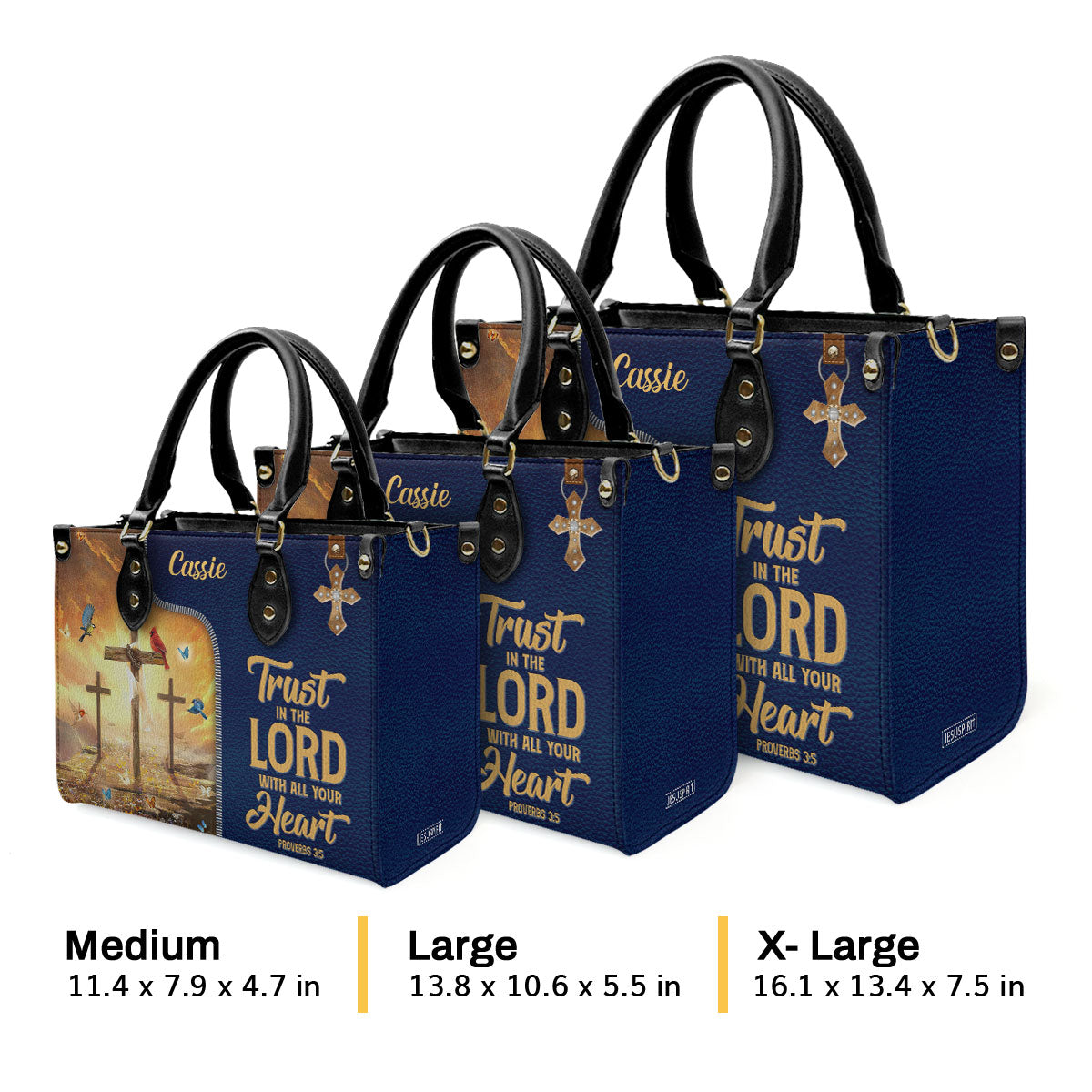 Trust In The Lord With All Your Heart - Awesome Personalized Leather Handbag NUM500