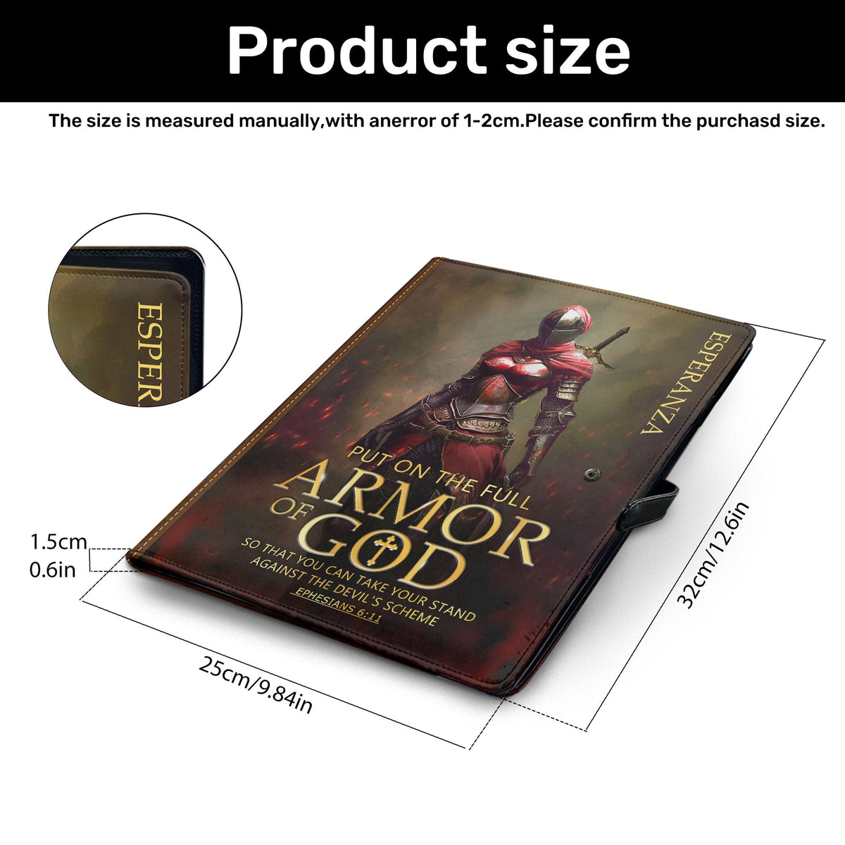 Armor Of God | Personalized Leather Button Padfolio JSLEPPT1881TA