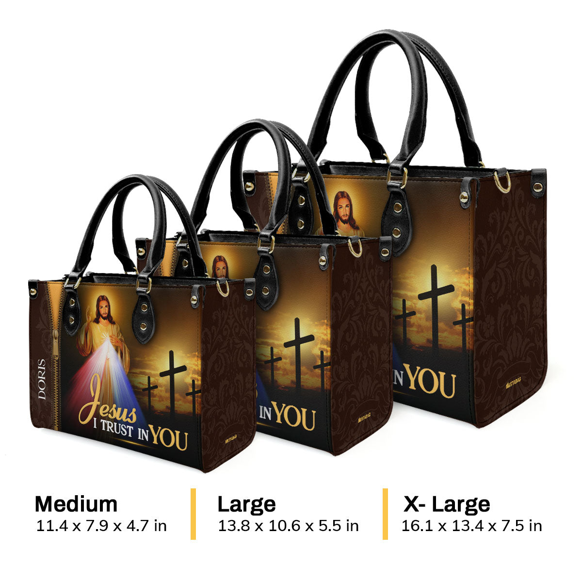 Jesus I Trust In You  | Personalized Leather Handbag JSLHBTPA797M