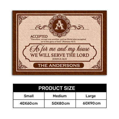 As For Me And My House We Will Serve The Lord | Personalized Doormat JSDMPH1786M