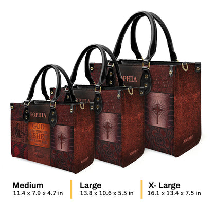 Jesuspirit | Personalized Leather Handbag With Zipper | God Is Within Her, She Will Not Fall LHBM791