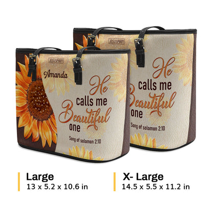 He Calls Me Beautiful One - Special Butterfly Large Leather Tote Bag AM231