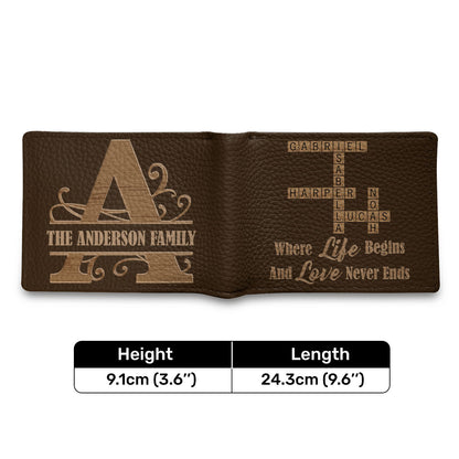 Where Life Begins And Love Never Ends | Personalized Folded Wallet For Men