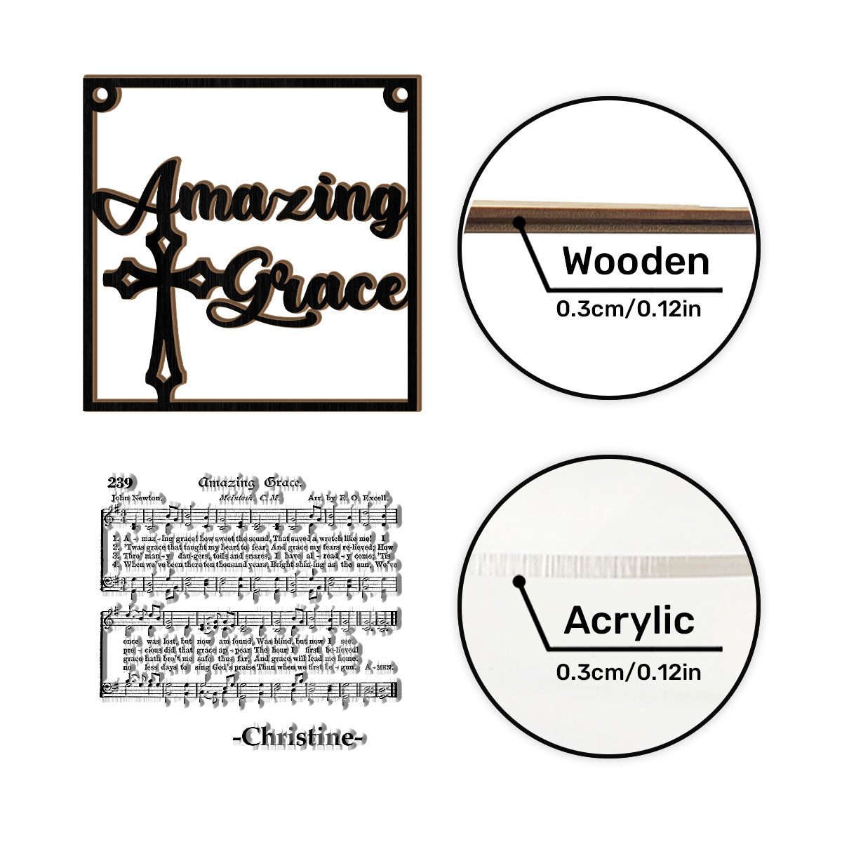 Amazing Grace | Personalized Window Hanging Suncatcher JSWHSCPT1611M