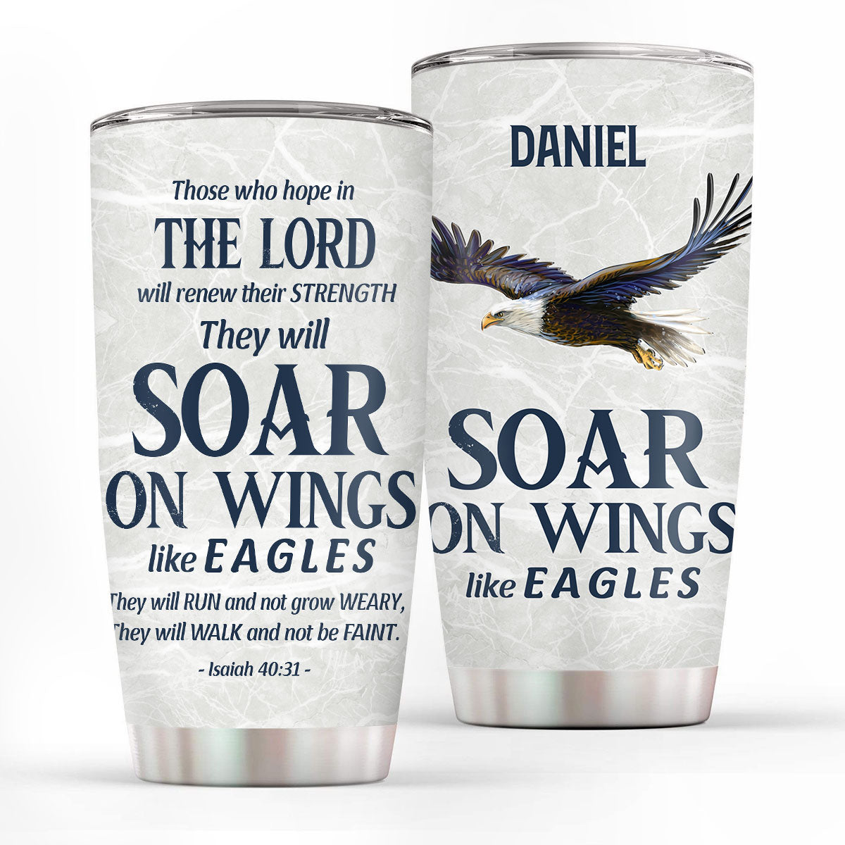 Jesuspirit | Personalized Stainless Steel Tumbler | Isaiah 40:31 | They Will Soar On Wings Like Eagles | Spiritual Gift For Christian Prayer SSTHN700