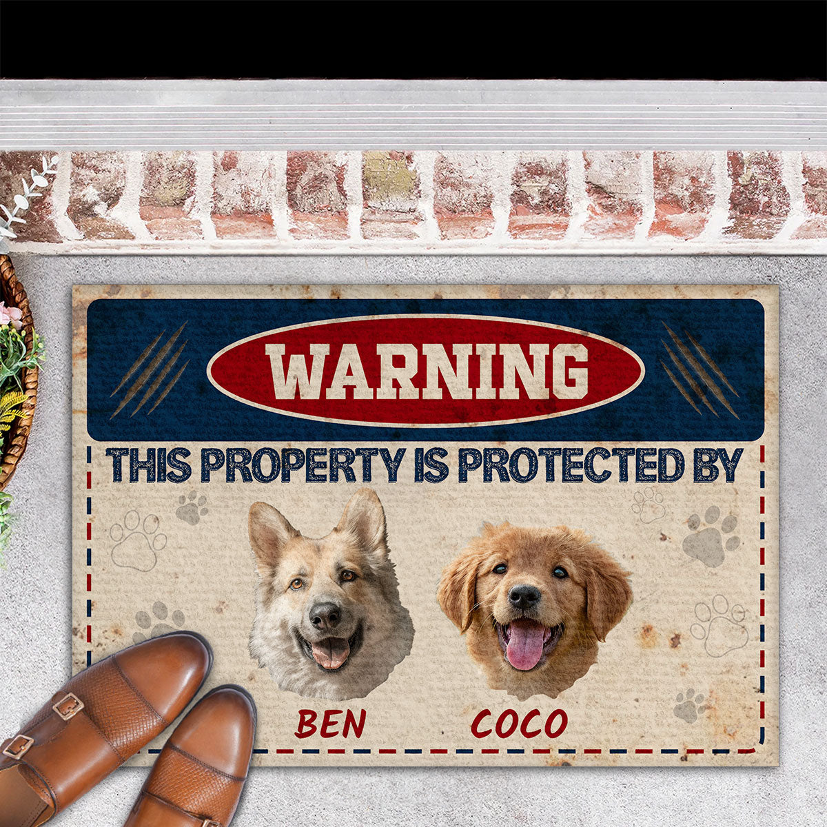 Warning This Property Is Protected By | Personalized Doormat JSDMPT1962L