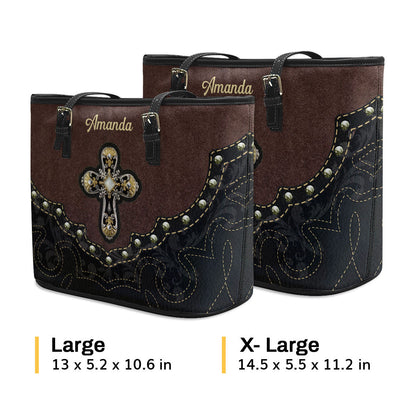 Unique Cross Large Leather Tote Bag HM368
