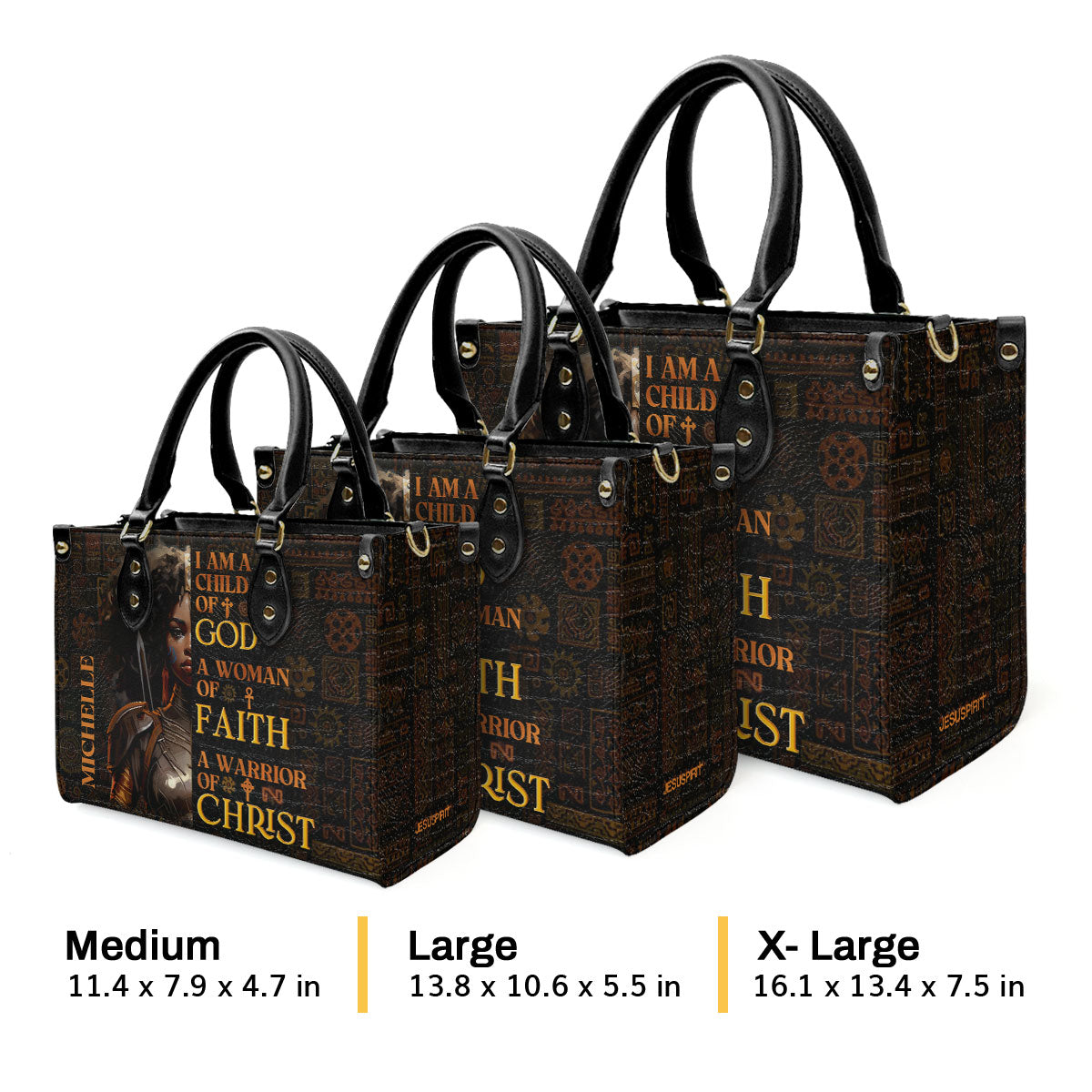 Jesuspirit | Personalized Leather Handbag With Zipper | I Am A Child Of God LHBM725