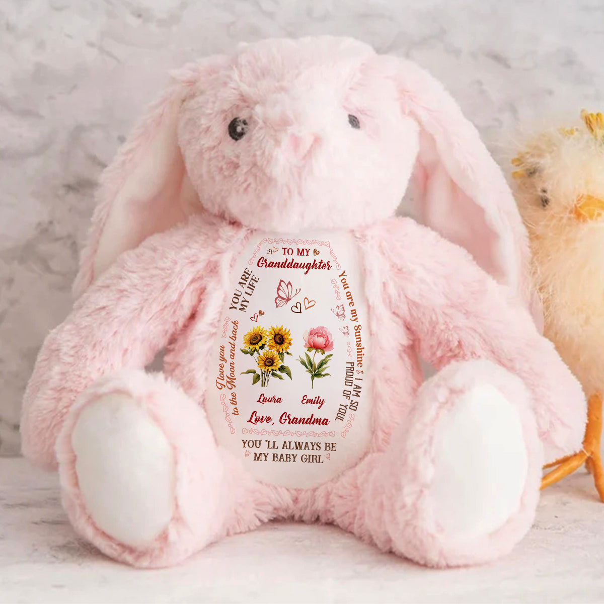 To My Daughter Granddaughter Birth Month Flowers | Personalized Stuffed Bunny