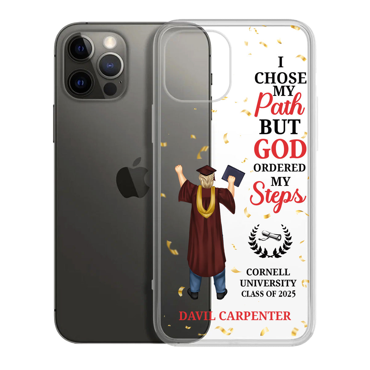 I Chose My Path But God Ordered My Steps | Personalized Clear Silicone Phone Case
