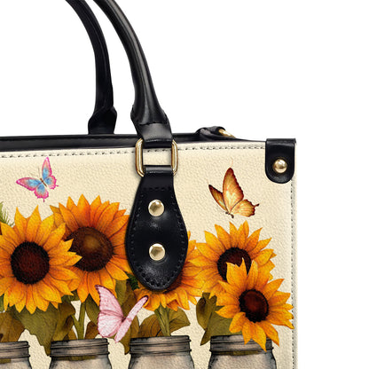 Grandma's Garden | Personalized Leather Handbag With Zipper LHBH836