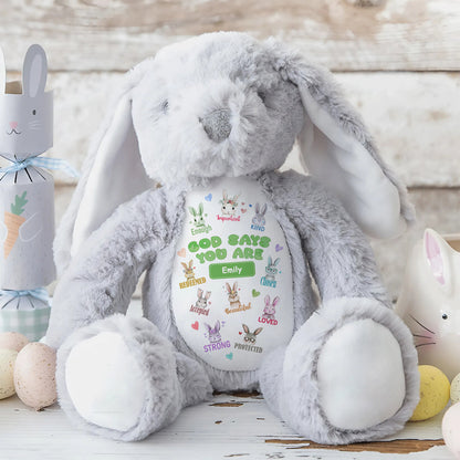 God Says You Are | Personalized Stuffed Bunny