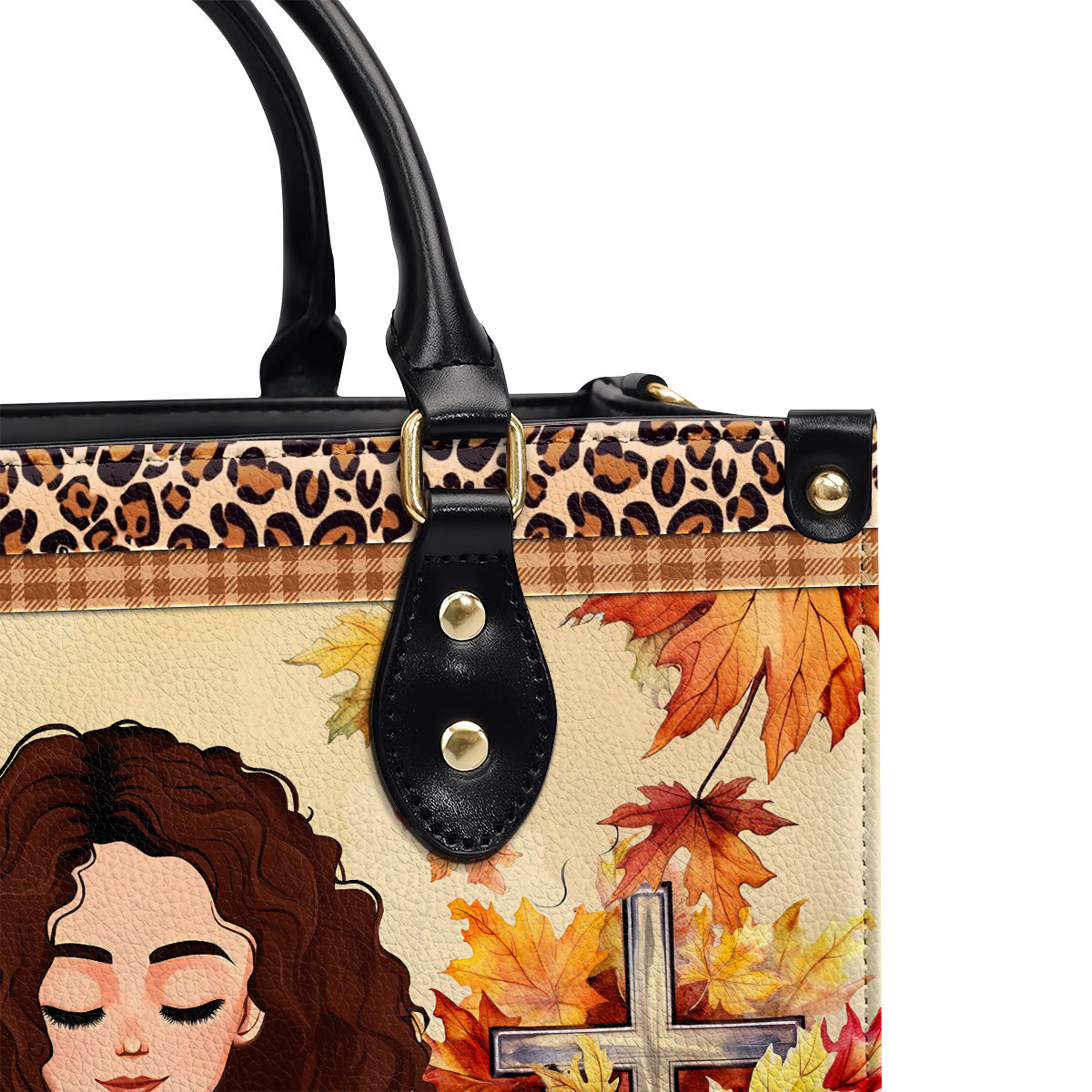 Fall For Jesus He Never Leaves | Personalized Leather Handbag JSLHBPT1276TA