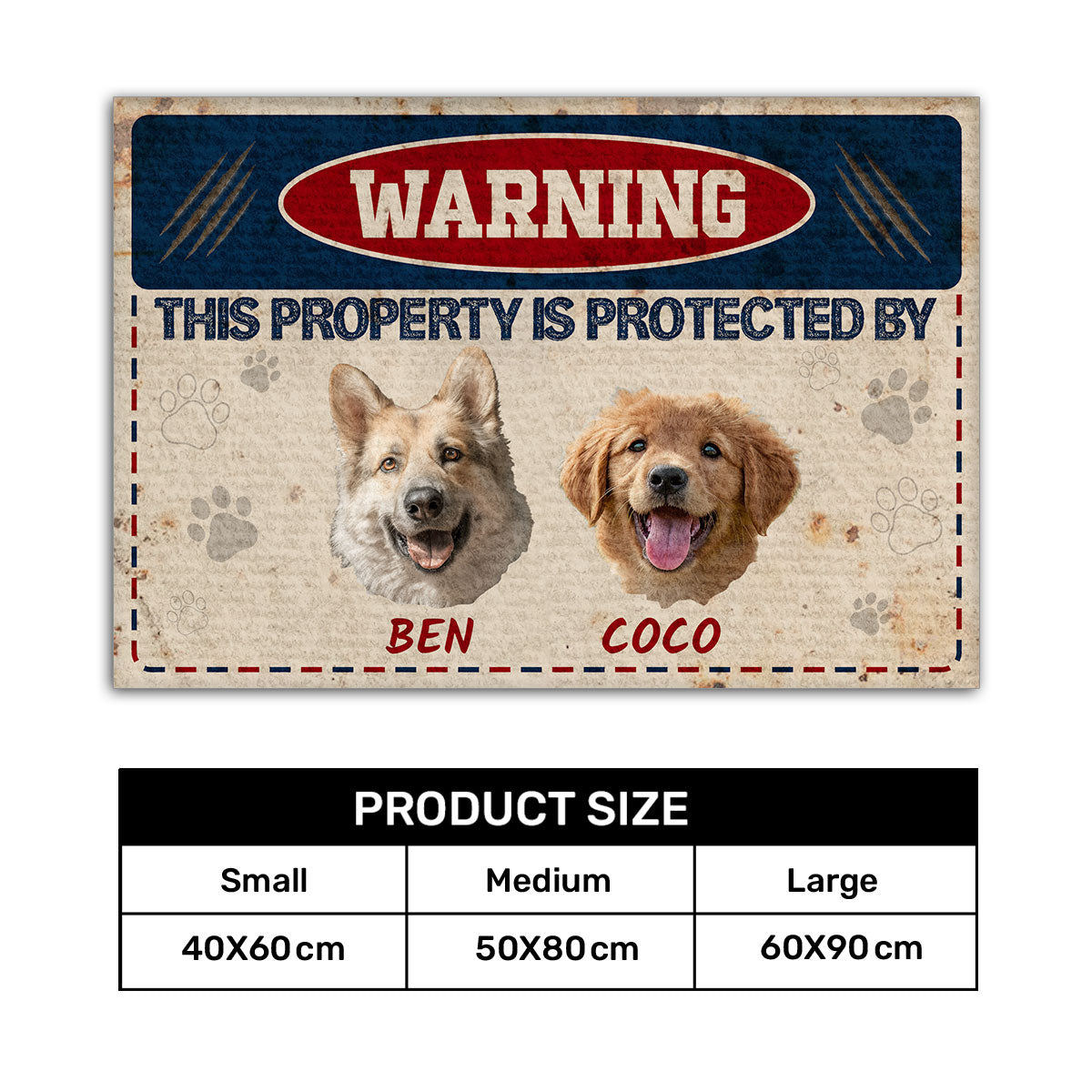 Warning This Property Is Protected By | Personalized Doormat JSDMPT1962L