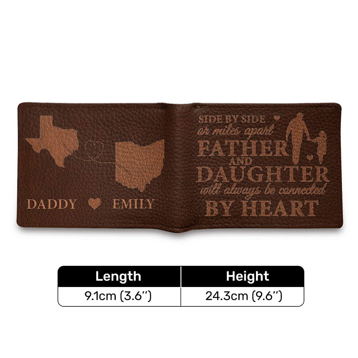 Side By Side Or Miles Apart | Personalized Folded Wallet For Men JSLFWM1033