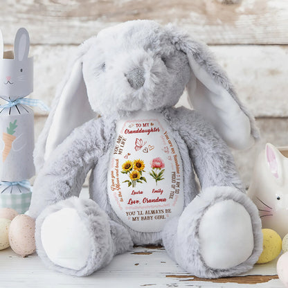 To My Daughter Granddaughter Birth Month Flowers | Personalized Stuffed Bunny