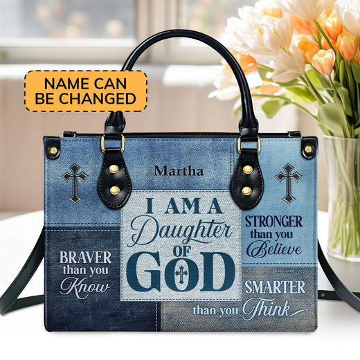 Jesuspirit | Personalized Zippered Leather Handbag With Handle | Religious Gift For Worship Friends | Daughter Of God LHBM764