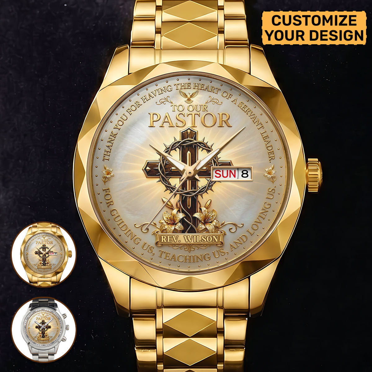 To Our Pastor For Having The Heart Of A Servant Leader | Personalized Men's Wrist Watch