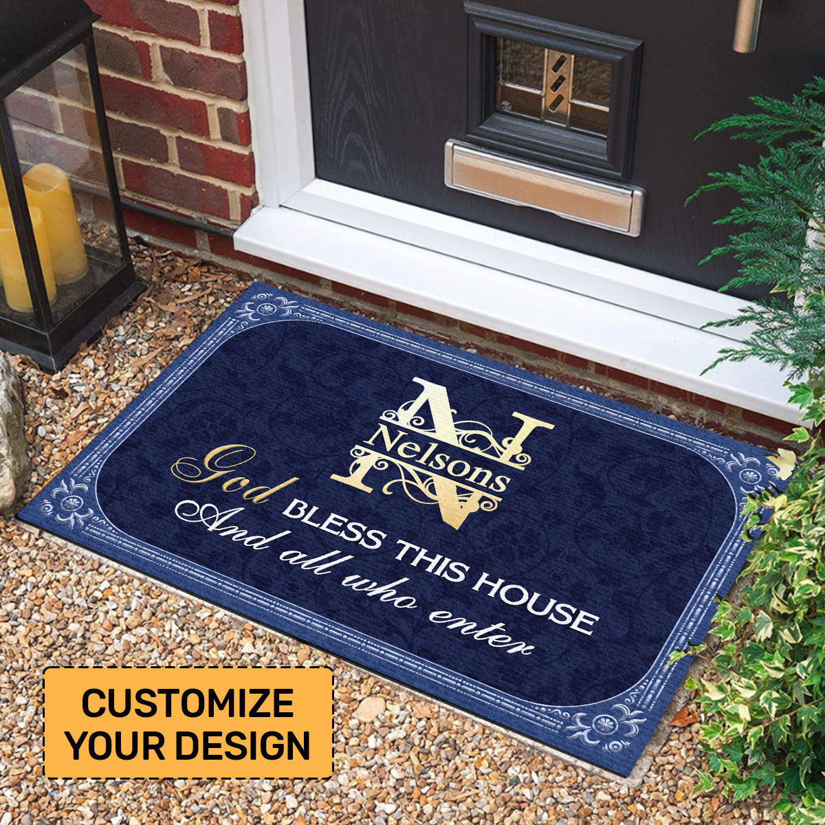 God Bless This House And All Who Enter | Personalized Doormat JSDMPHA1596D