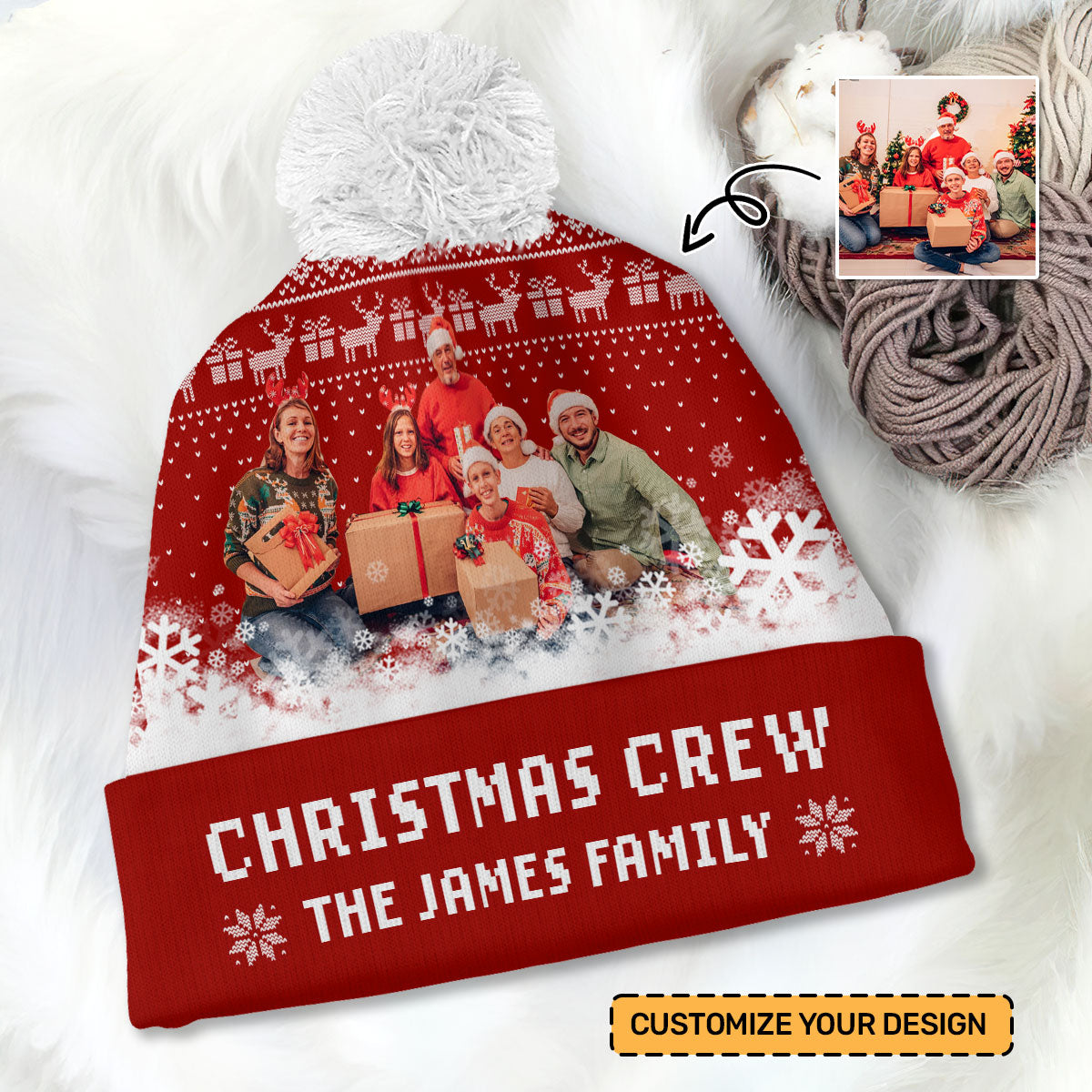 Christmas Crew Bobble | Personalized Bobble Beanie Hat JSBBHPL2532L