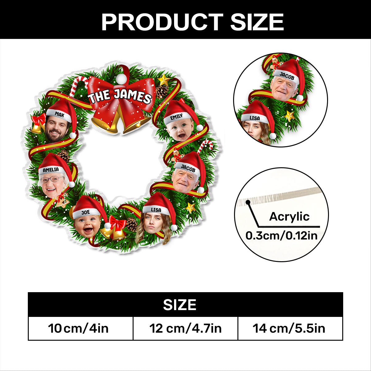 Christmas Wreath | Personalized 1-Side Acrylic Ornament JSACOPL2115TA