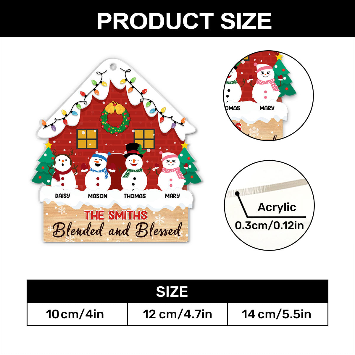 Blended and Blessed Family | Personalized 1-Side Acrylic Ornament JSACOPL2168M