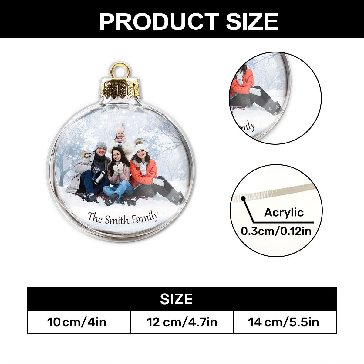 Family Christmas Ball Upload Photo | Personalized 1-Side Acrylic Ornament JSACOPL2293M