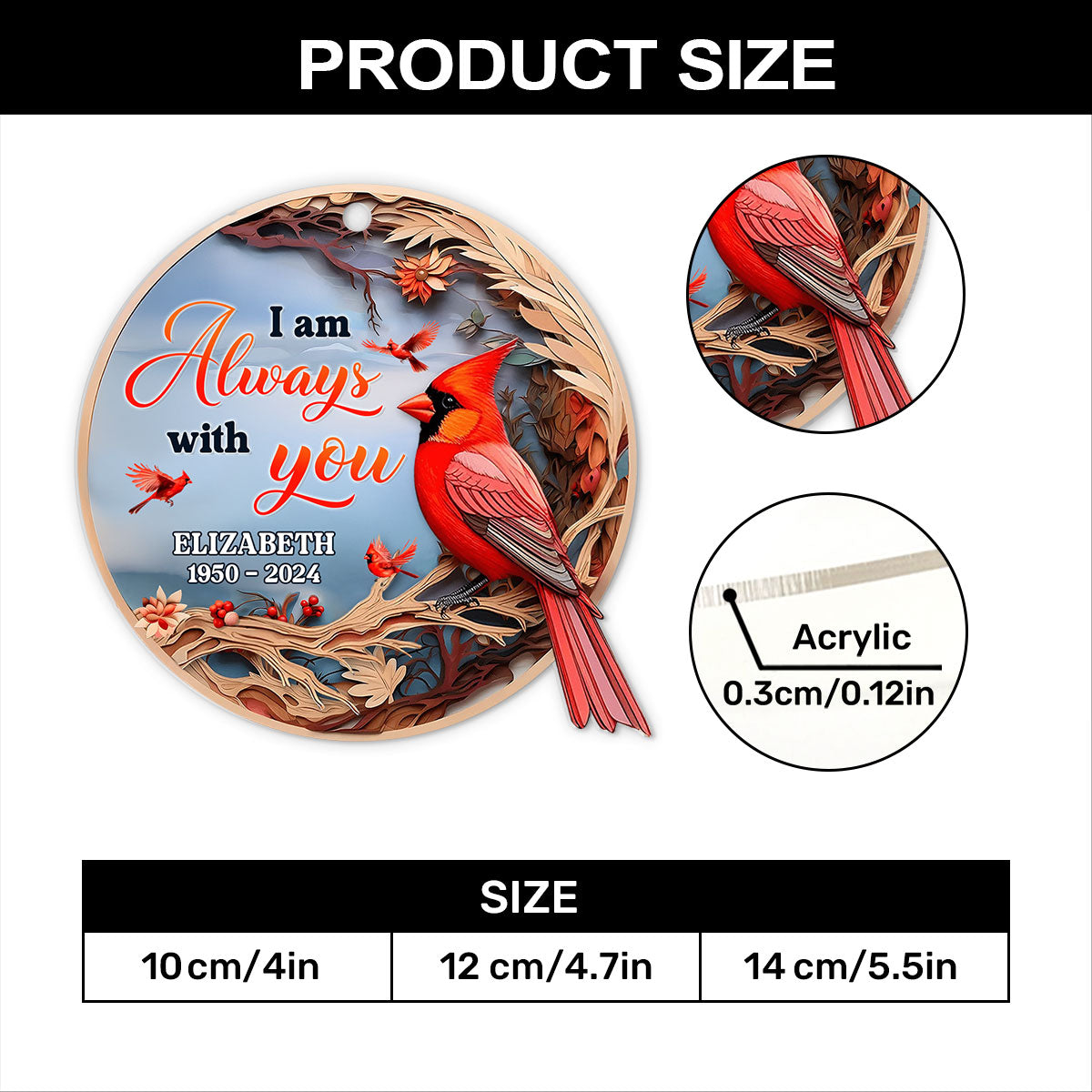 I'm Always With You | Personalized 1-Side Acrylic Ornament