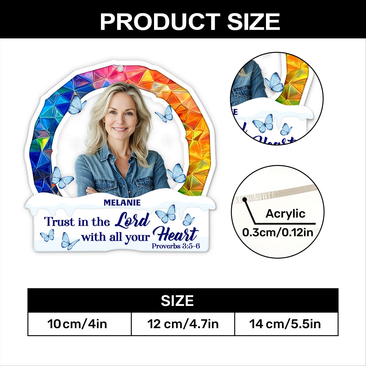 Trust In The Lord With All Your Heart | Personalized 1-Side Acrylic Ornament JSACOPN2633D