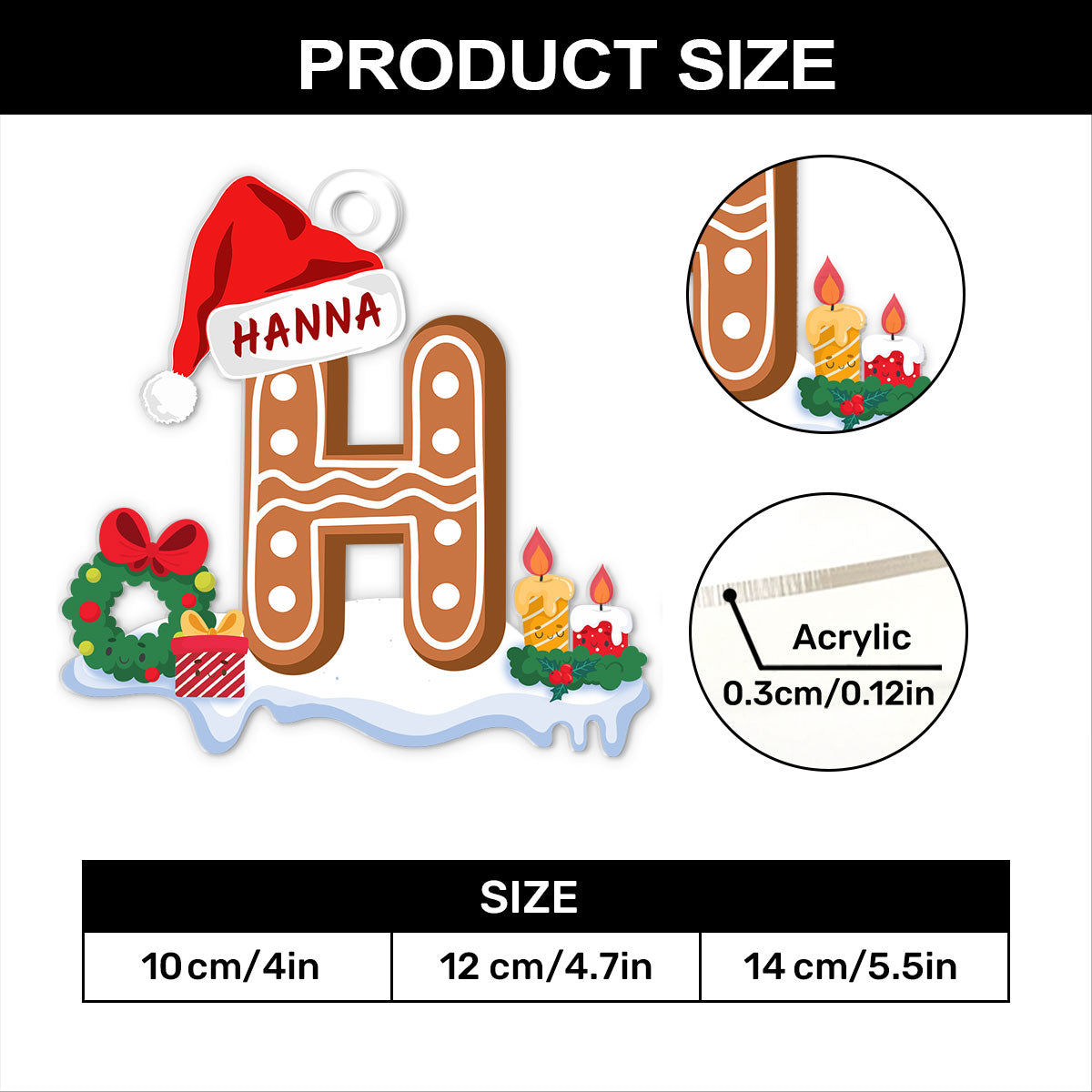 Gingerbread Cookie Letter | Personalized 1-Side Acrylic Ornament JSACOPT2057D