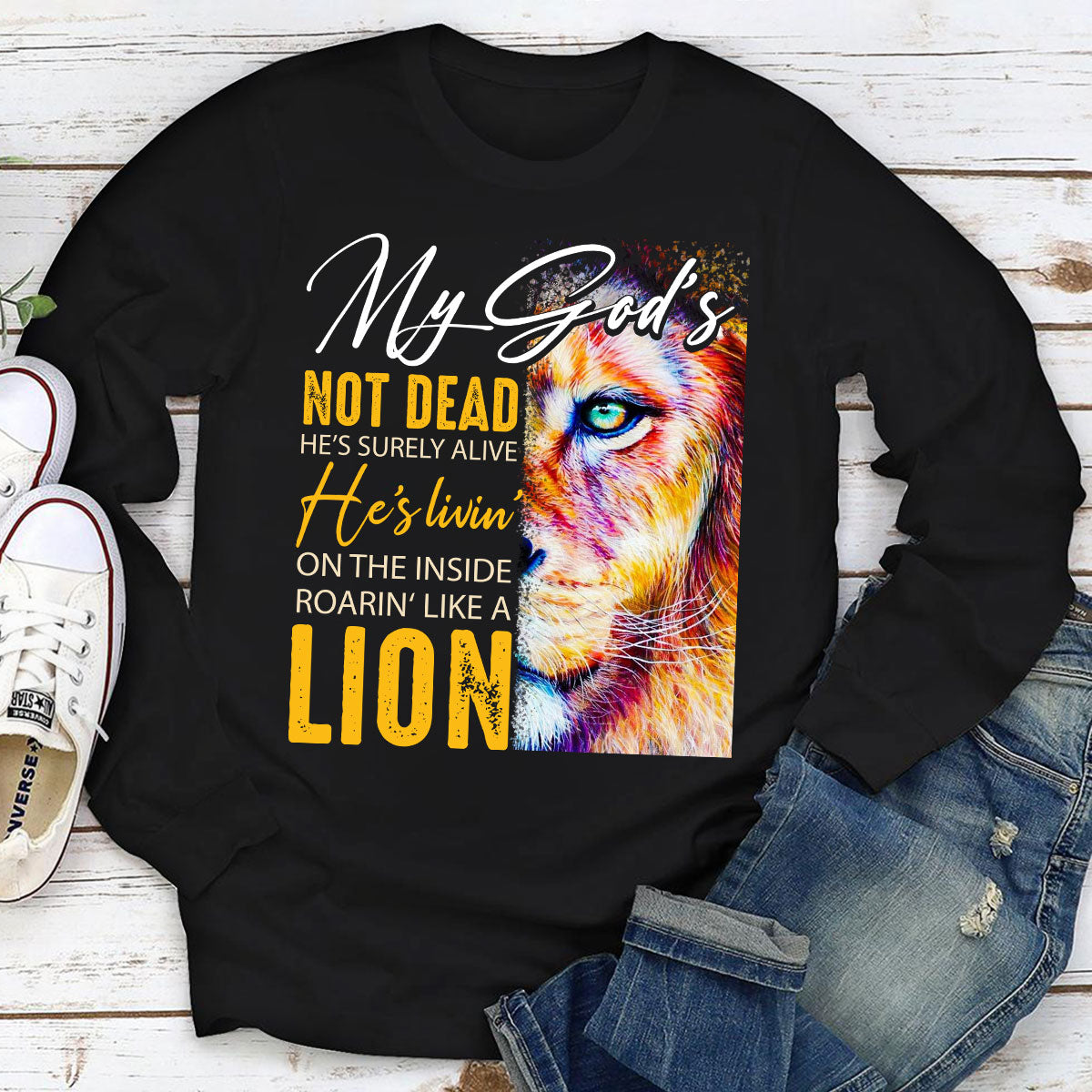 He's Livin' On The Inside Roarin' Like A Lion - Awesome Unisex Long Sleeve AM220
