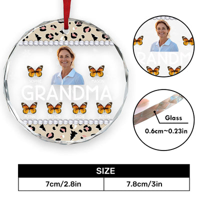 Grandma And Kids | Personalized 1-Side Round Glass Ornament JSURGOPHLN2613L