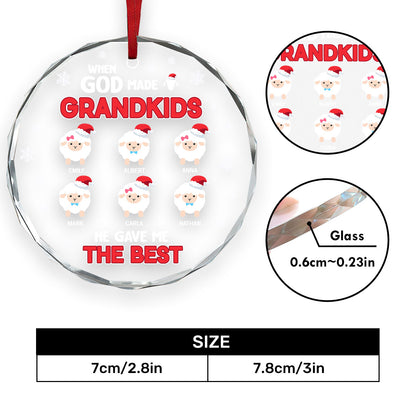 When God Made Grandkids He Gave Me The Best | Personalized 1-Side Round Glass Ornament JSURGOPHLPA2702L