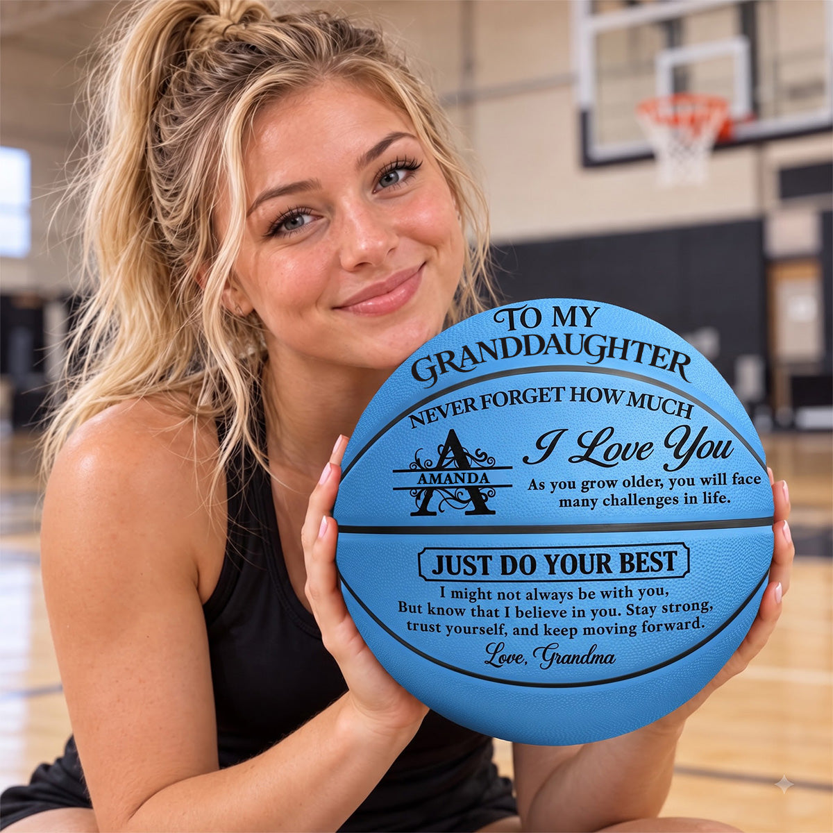 To My Grandson Never Forget How Much I Love You | Personalized Basketball