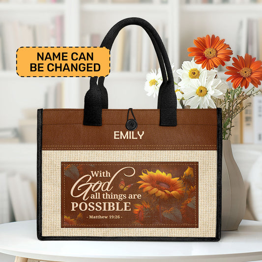 With God All Things Are Possible - Personalized New Canvas Tote Bag CTBM802