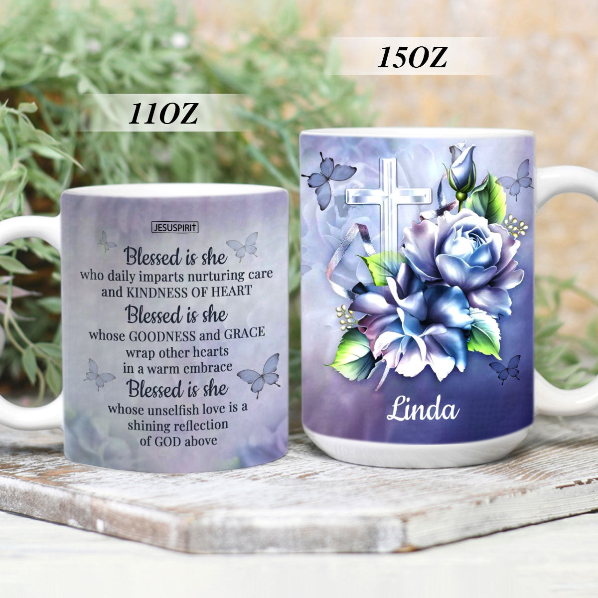 Gorgeous Personalized White Ceramic Mug - Blessed Is She Who Daily Imparts Nurturing Care