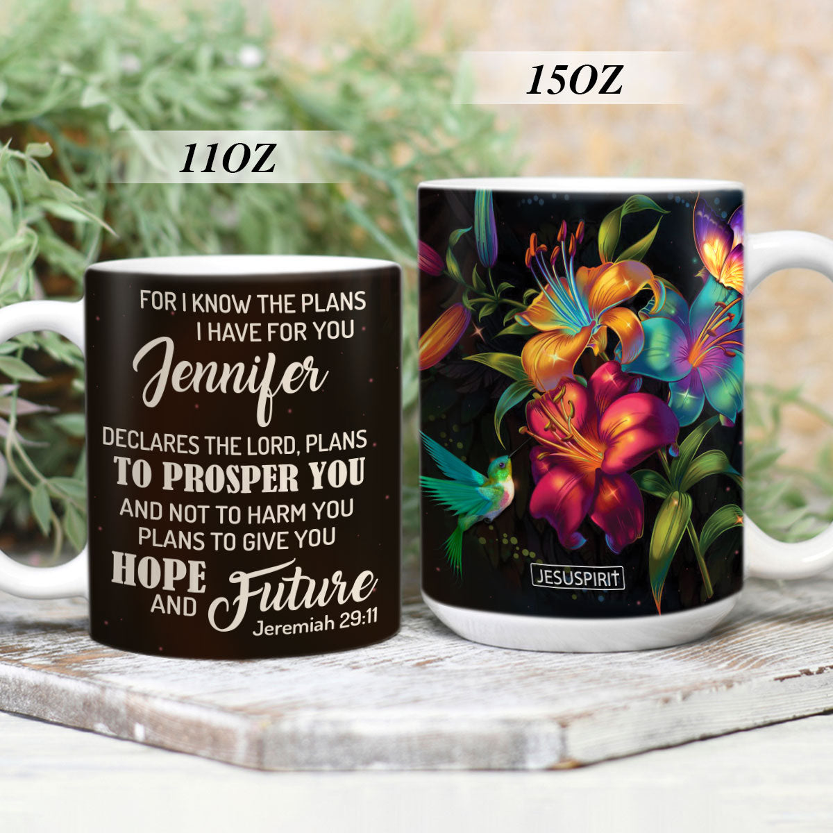 Personalized Flower White Ceramic Mug - For I Know The Plans I Have For You NUH283