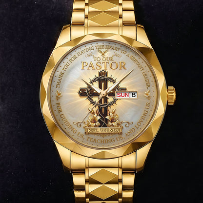 To Our Pastor For Having The Heart Of A Servant Leader | Personalized Men's Wrist Watch