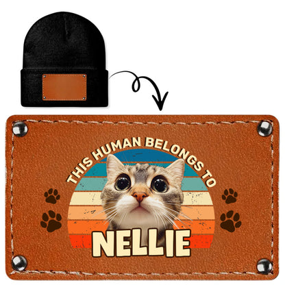 This Human Belongs To | Personalized Leather Knitted Beanie JSLKBPH1953TA