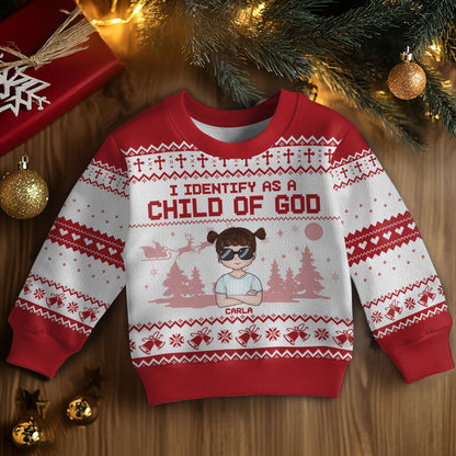 I Identify As A Child Of God | Personalized Wool Sweater JSWSWPH1777L