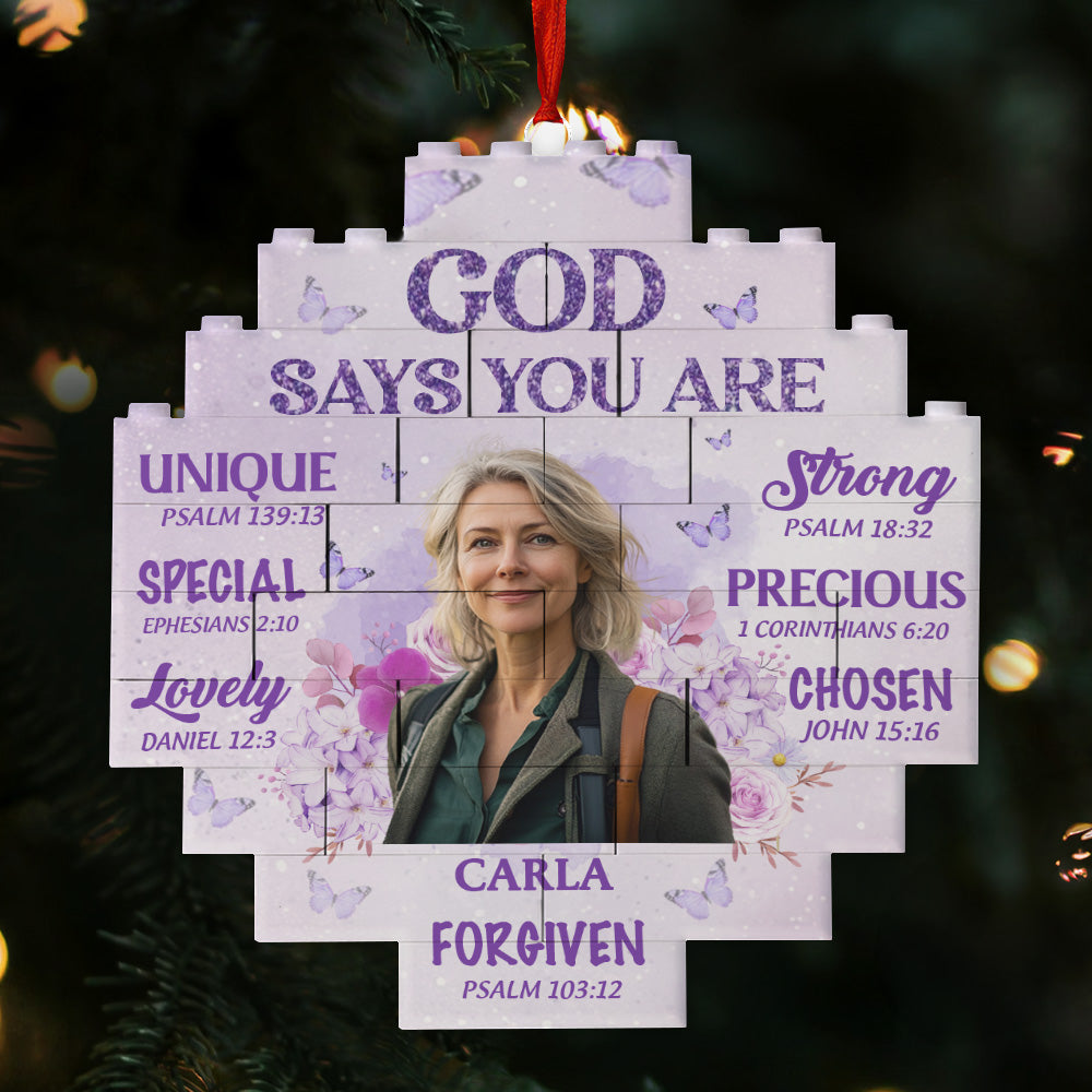 God Says You Are | Personalized Circle Buildable Ornament-1 Side Print