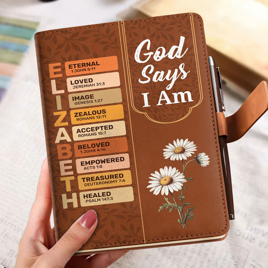 God Says I Am | Personalized Leather Notebook & Pen Set