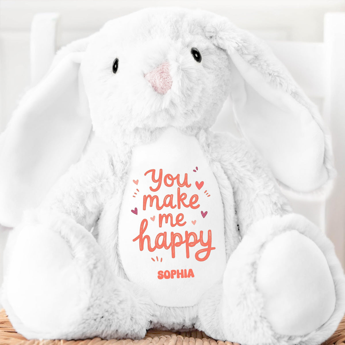 You Make Me Happy | Personalized Stuffed Bunny