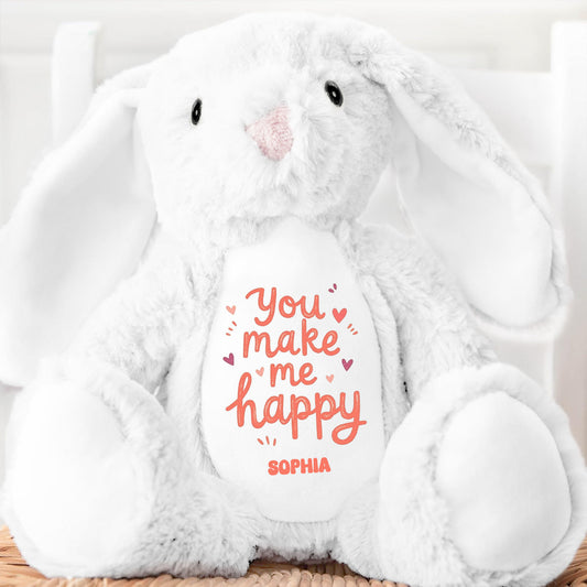 You Make Me Happy | Personalized Stuffed Bunny