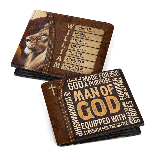 Man Of God | Personalized Leather Folded Wallet