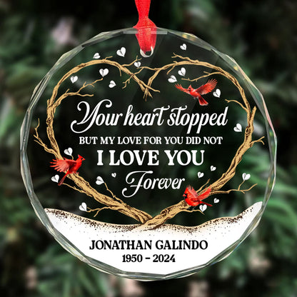 I Love You Forever | Personalized 1-Side Round Glass Ornament