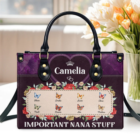 Important Nana Stuff | Personalized Leather Handbag
