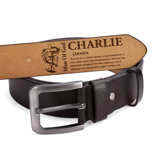 Man Of God | Personalized Engraved Leather Belt