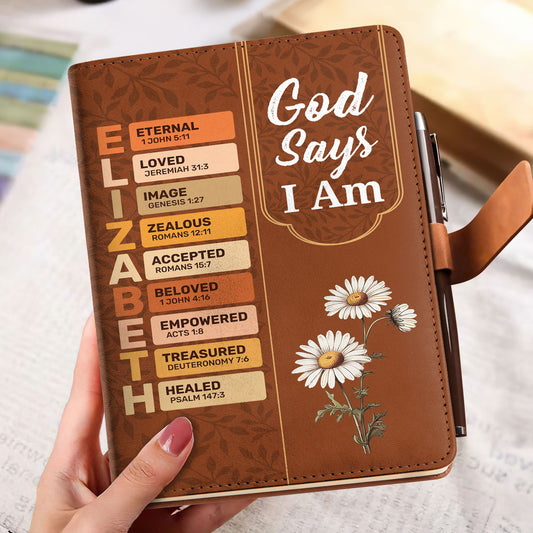 God Says I Am | Personalized Leather Notebook & Pen Set