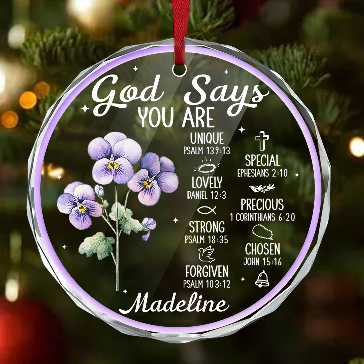 God Says You Are | Personalized 1-Side Round Glass Ornament JSURGOPPN2731D